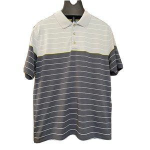 Slazenger Men's Size Large L Athletic  Polo Shirt Colored Stripes Gray, Yellow